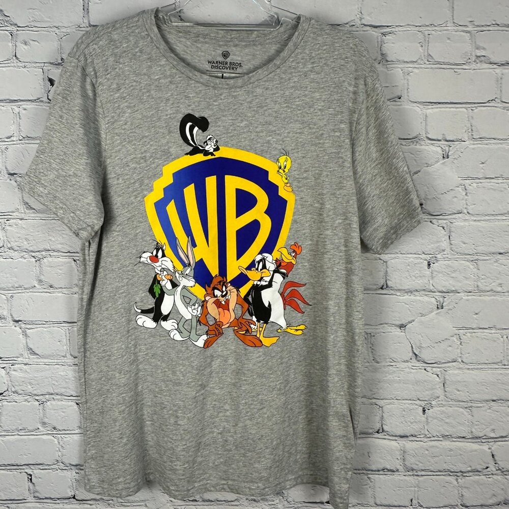Warner Bros. Looney Tunes Characters Graphic Screen Tee Shirt, Size Large, Gray